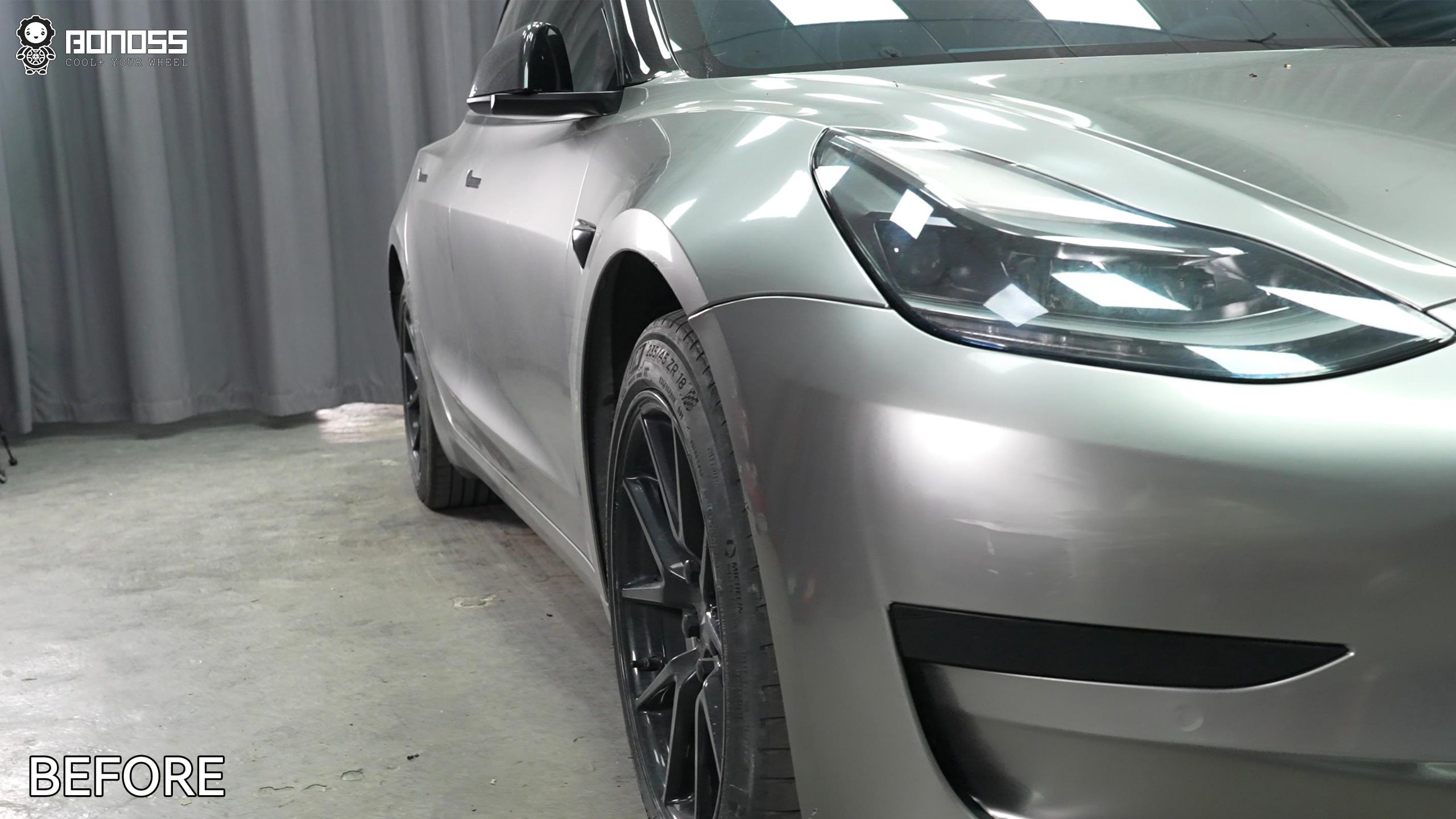 BONOSS Forged Active Cooling 2022 Tesla Model 3 Wheel Spacers Front 18mm Rear 25mm Before and After (8)