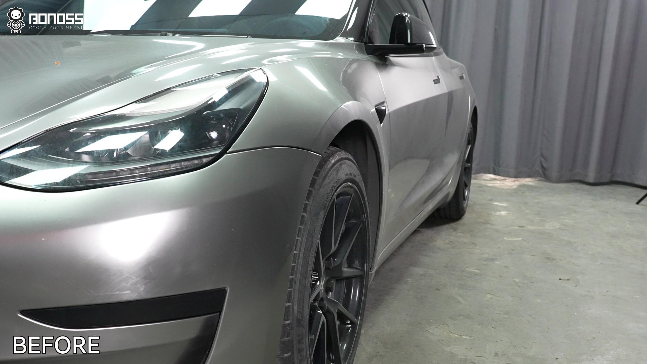 BONOSS Forged Active Cooling 2022 Tesla Model 3 Wheel Spacers Front 18mm Rear 25mm Before and After (9)