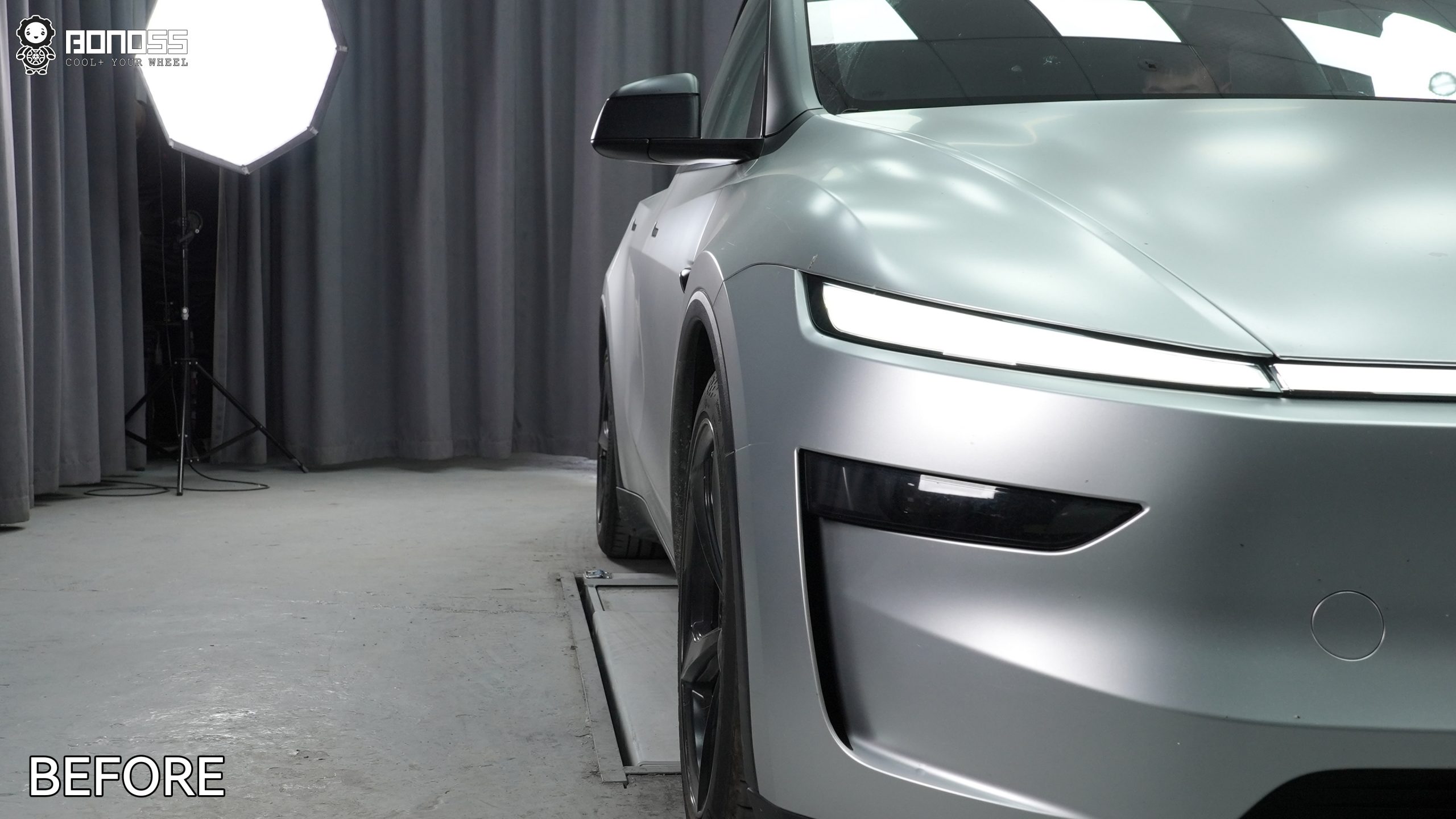 BONOSS Forged Active Cooling 2025 Tesla Model Y Wheel Spacers Front 20mm Rear 20mm Before and After (9)