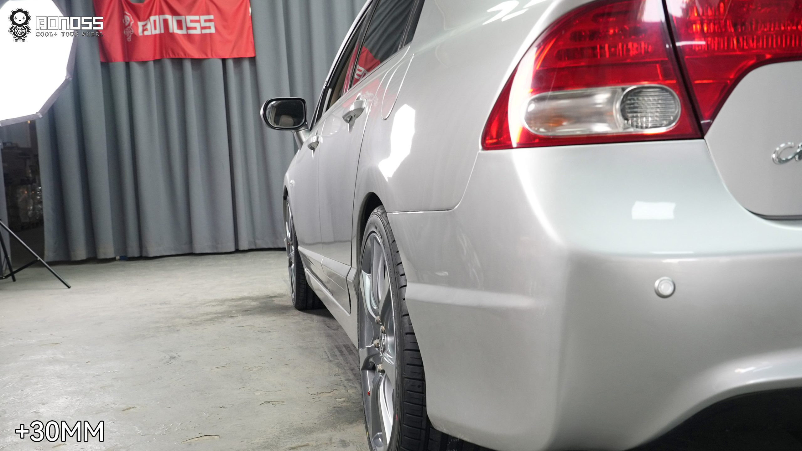 BONOSS Forged Active Cooling Honda Civic Wheel Spacers Front 25mm Rear 30mm Example Before and After (22)