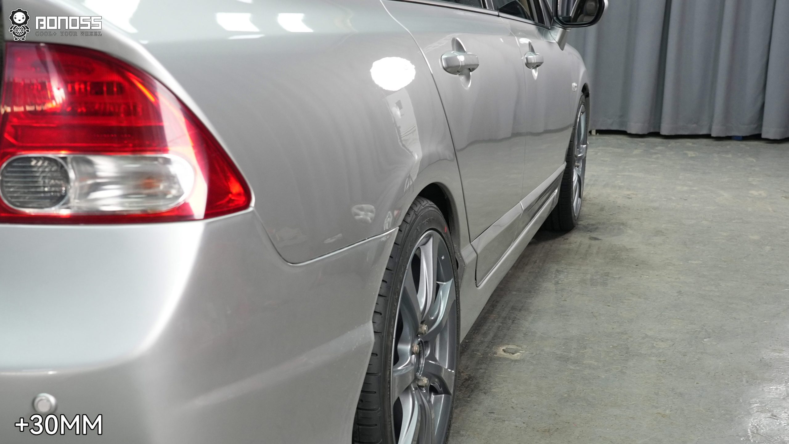 BONOSS Forged Active Cooling Honda Civic Wheel Spacers Front 25mm Rear 30mm Example Before and After (25)