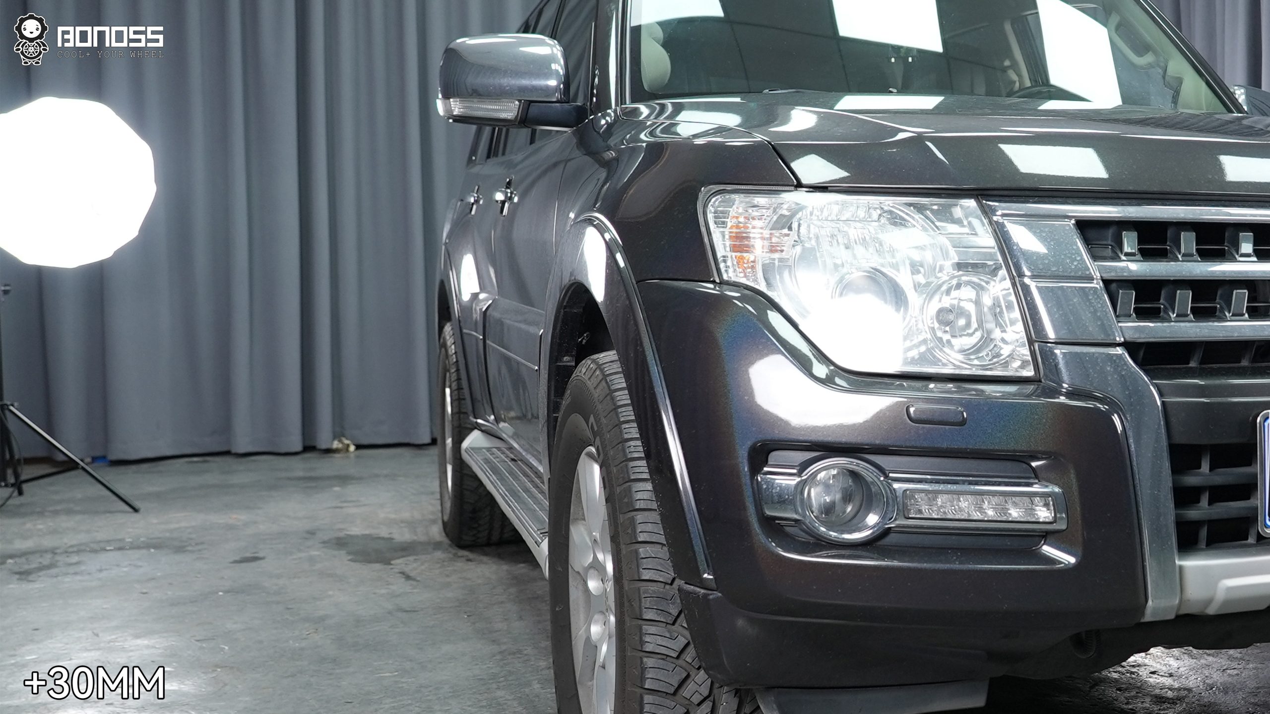 BONOSS Forged Active Cooling Mitsubishi Shogun Wheel Spacers Front 30mm Rear 30mm Before and After (3)