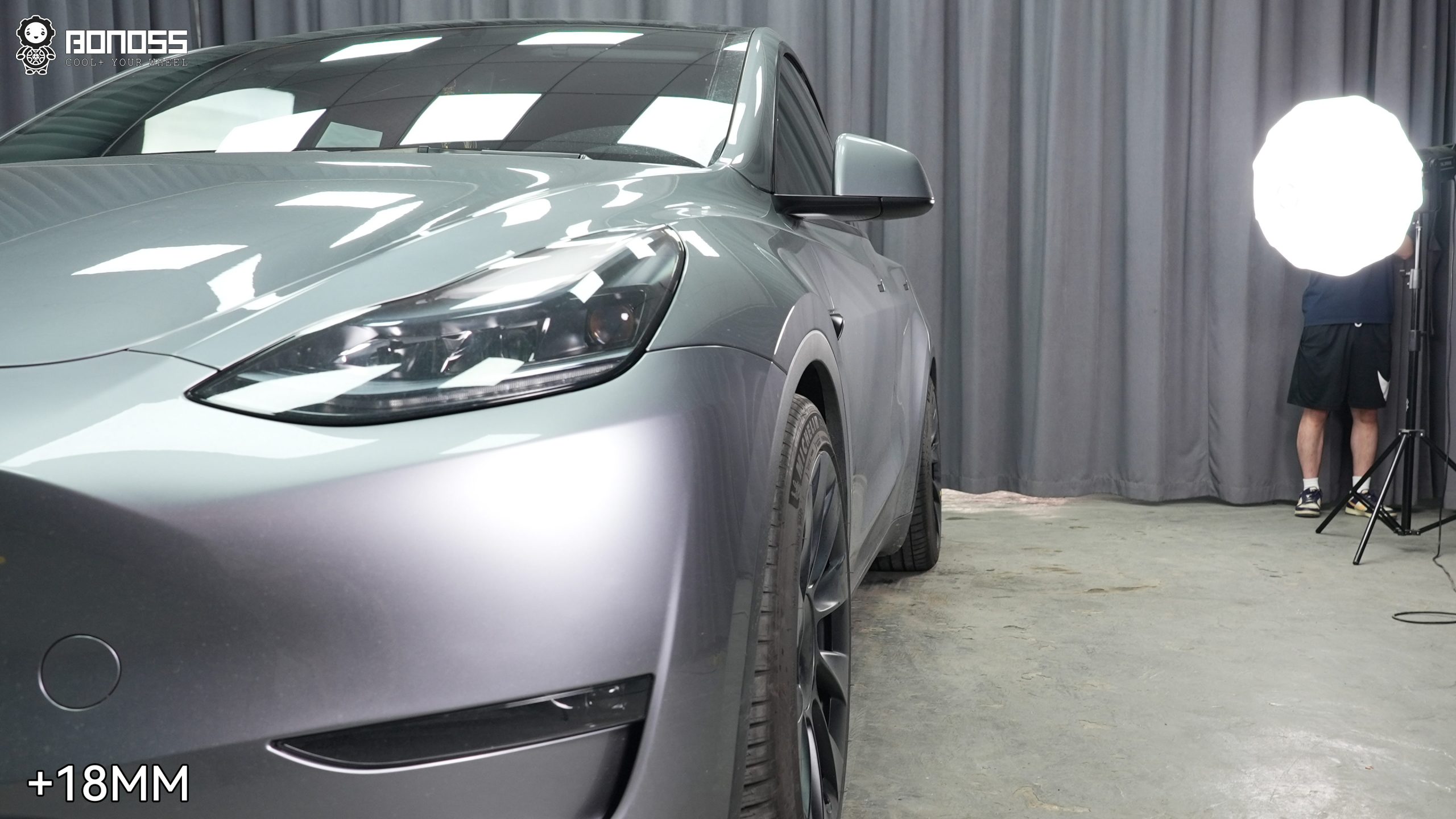 BONOSS Forged Active Cooling 2023 Tesla Model Y Wheel Spacers Front 18mm Rear 20mm Before and After (3)