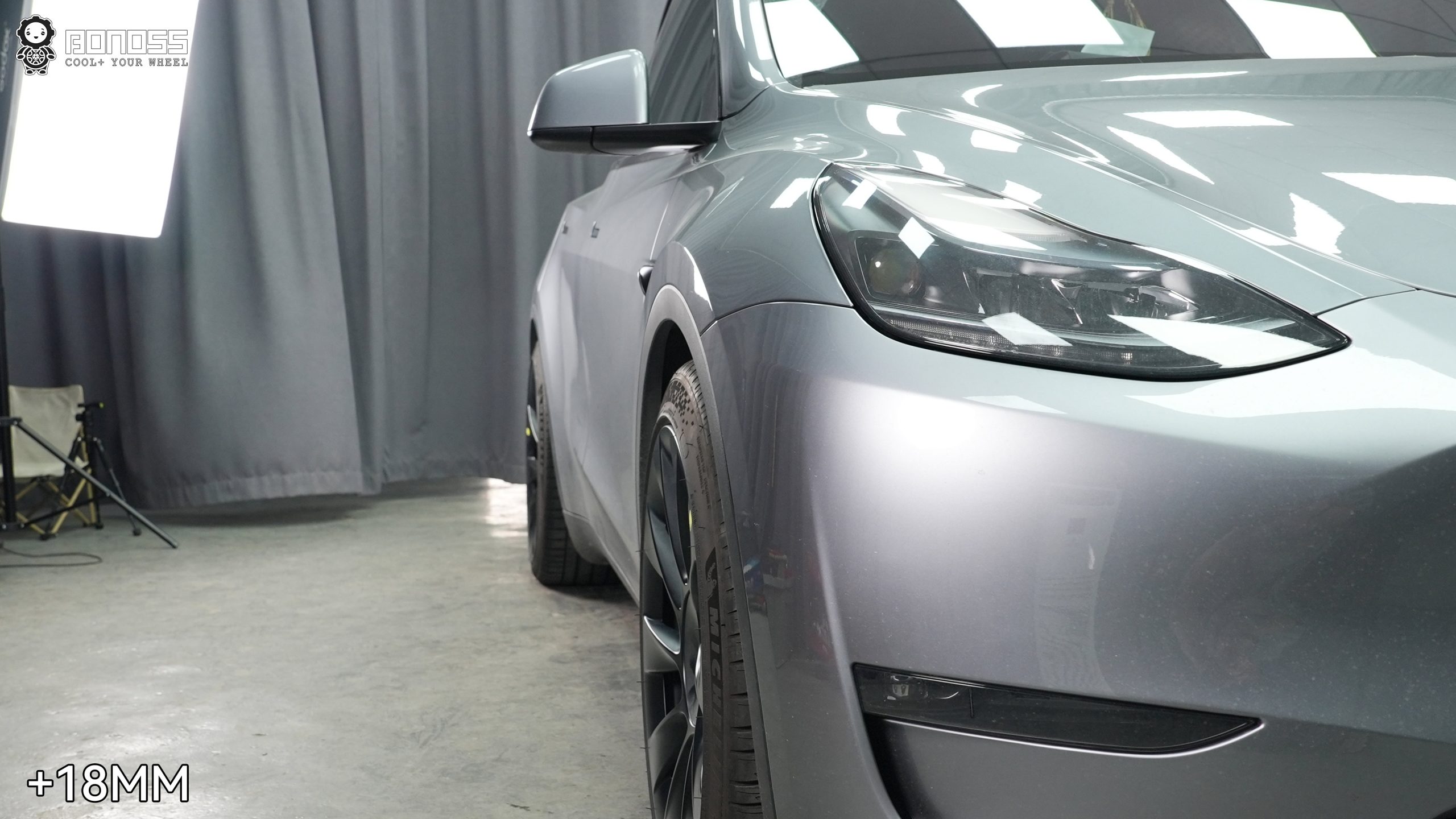 BONOSS Forged Active Cooling 2023 Tesla Model Y Wheel Spacers Front 18mm Rear 20mm Before and After (4)