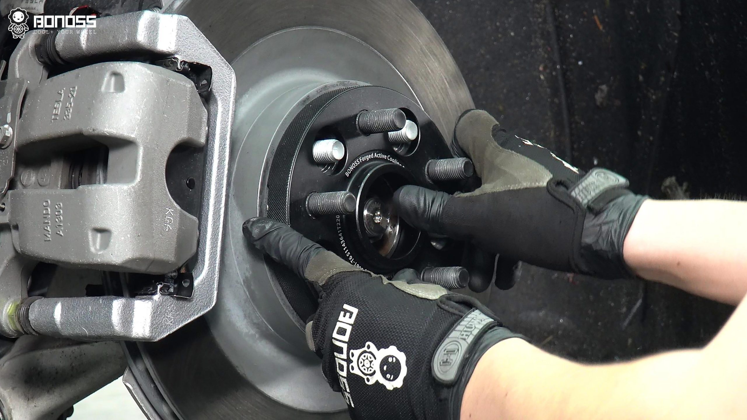 Do Model Y Performance Spacers Need to Cut Wheel Studs BONOSS Forged Active Cooling Adapters Hubcentric Spacers Pros Before and After Example (1)