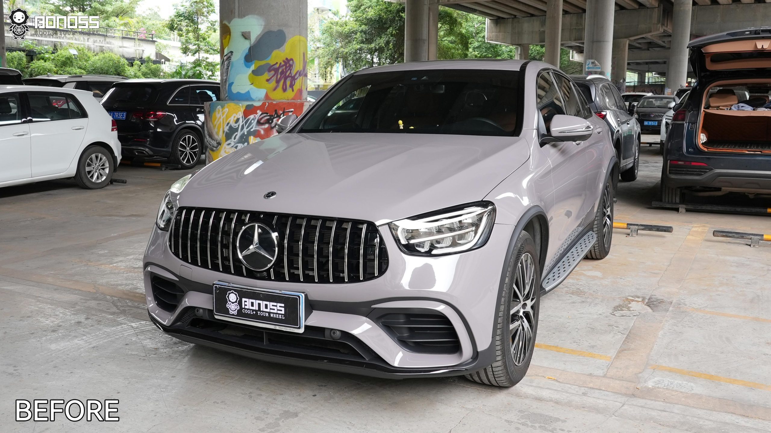 BONOSS Forged Active Cooling 2021 Mercedes-Benz GLC-Class Wheel Spacers Front 25mm Rear 35mm Before and After (7)