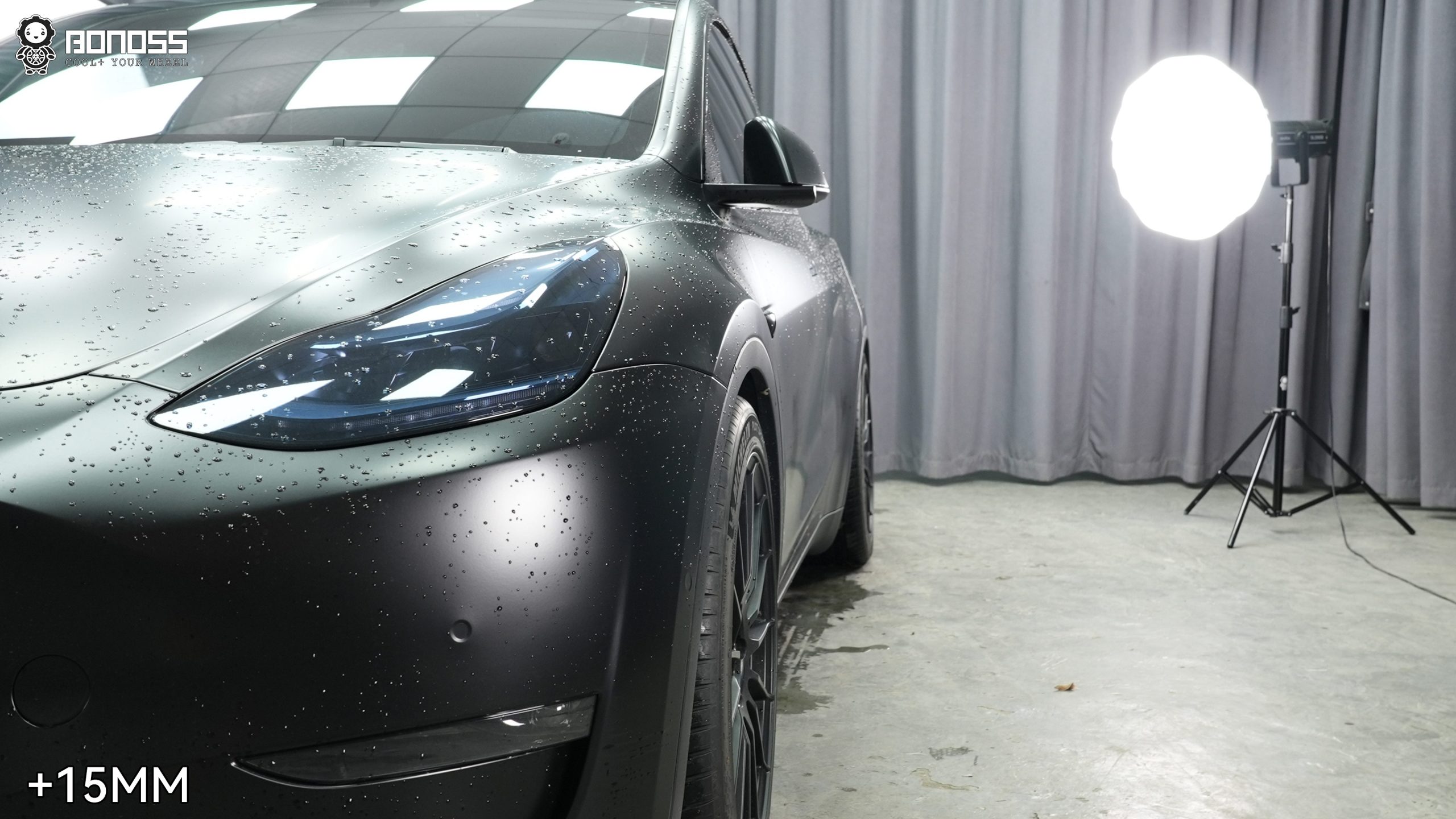 BONOSS Forged Active Cooling 2023 Tesla Model Y Wheel Spacers Front 15mm Rear 20mm Before and After (3)