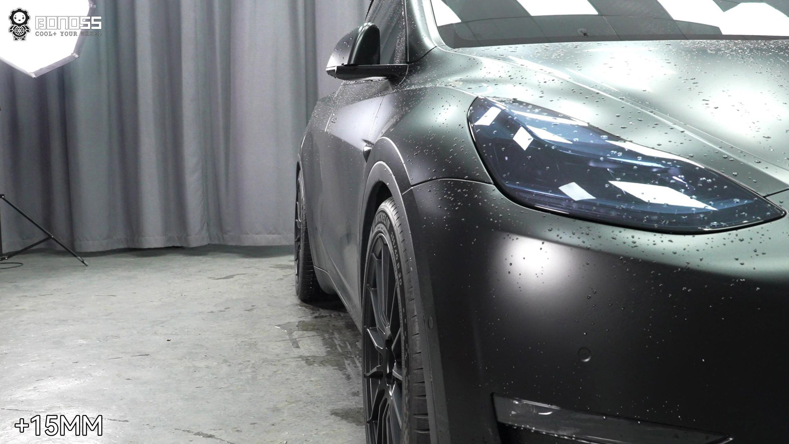 BONOSS Forged Active Cooling 2023 Tesla Model Y Wheel Spacers Front 15mm Rear 20mm Before and After (4)