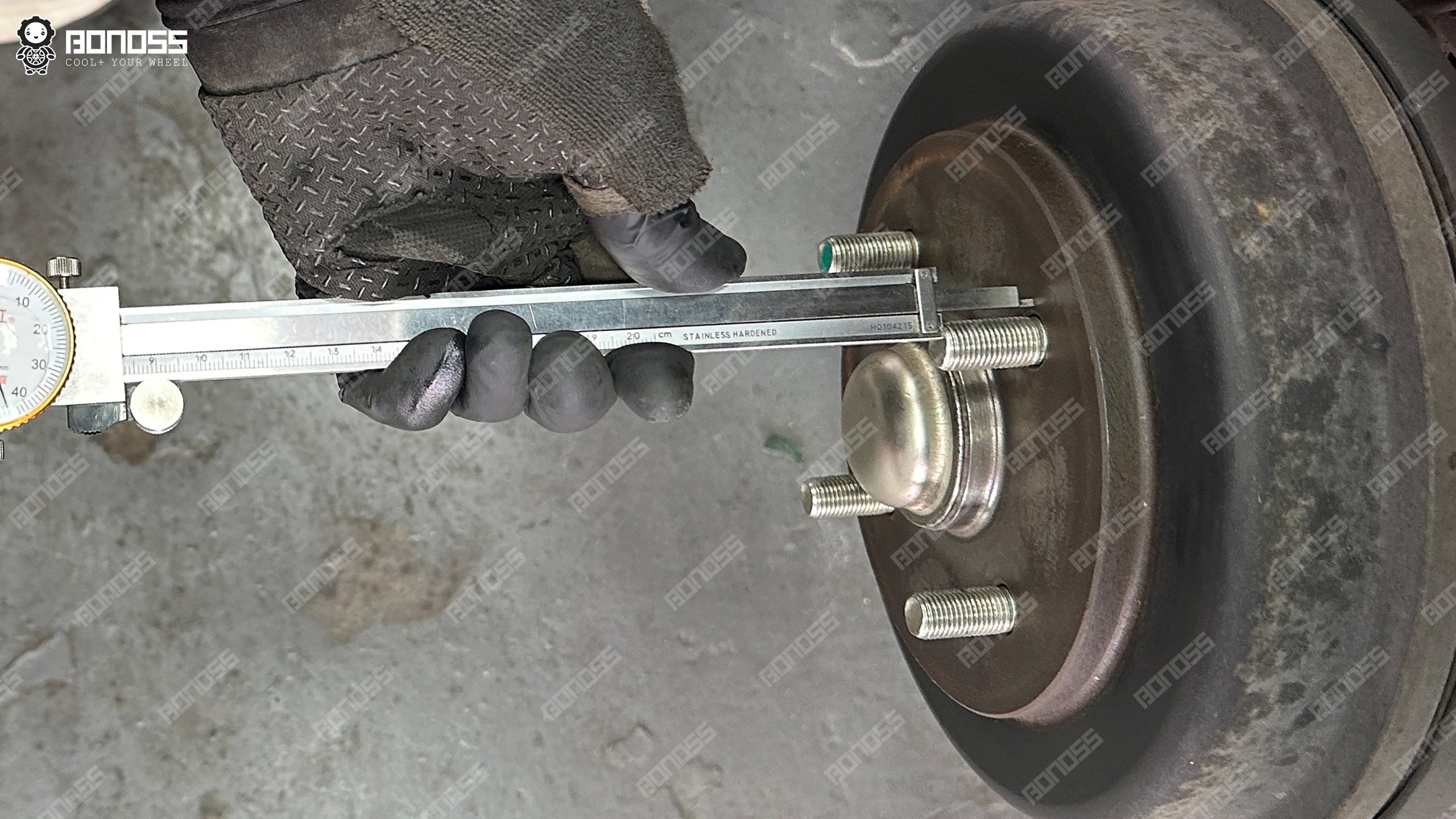 2016-suzuki-swift-hub-stud-protrusion-measurement measuring hub stud protrusion on 2016 Suzuki Swift for bolt on wheel spacers