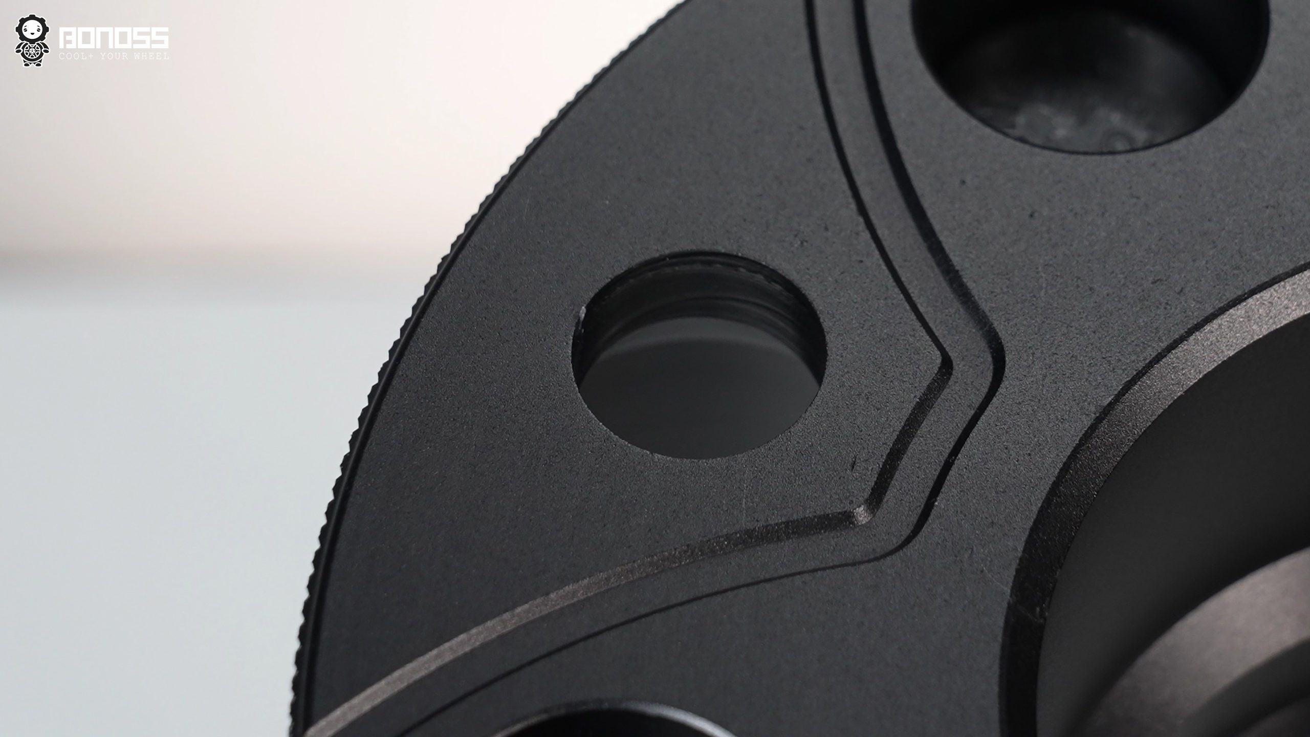 bonoss-active-cooling-wheel-spacers-closeup BONOSS forged active cooling wheel spacers close-up showing petal cooling grooves for 2018 Toyota Highlander
