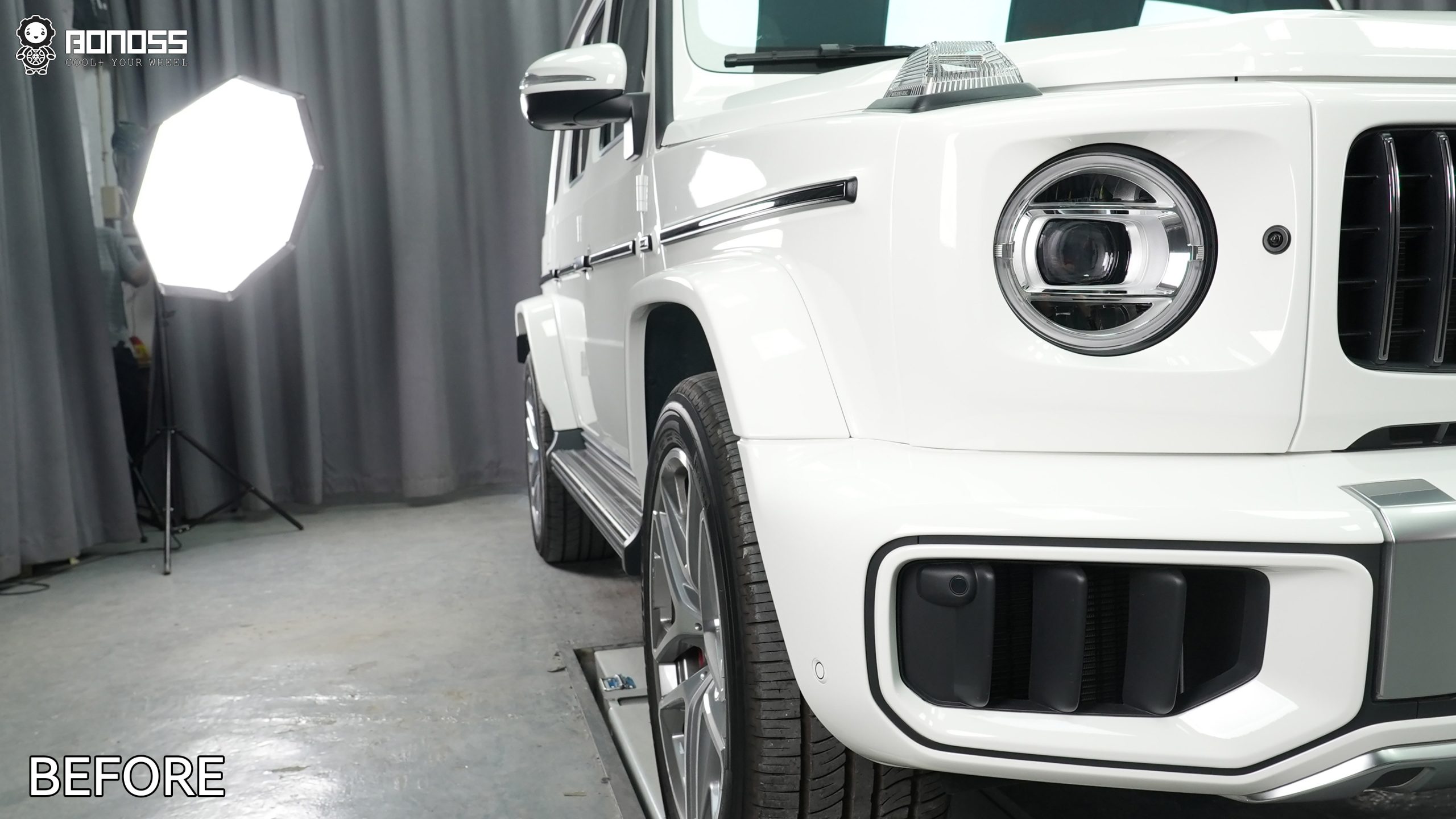 g63-w465-left-front-wheel-before-spacer 2026 G63 W465 left front wheel before 31mm spacer install