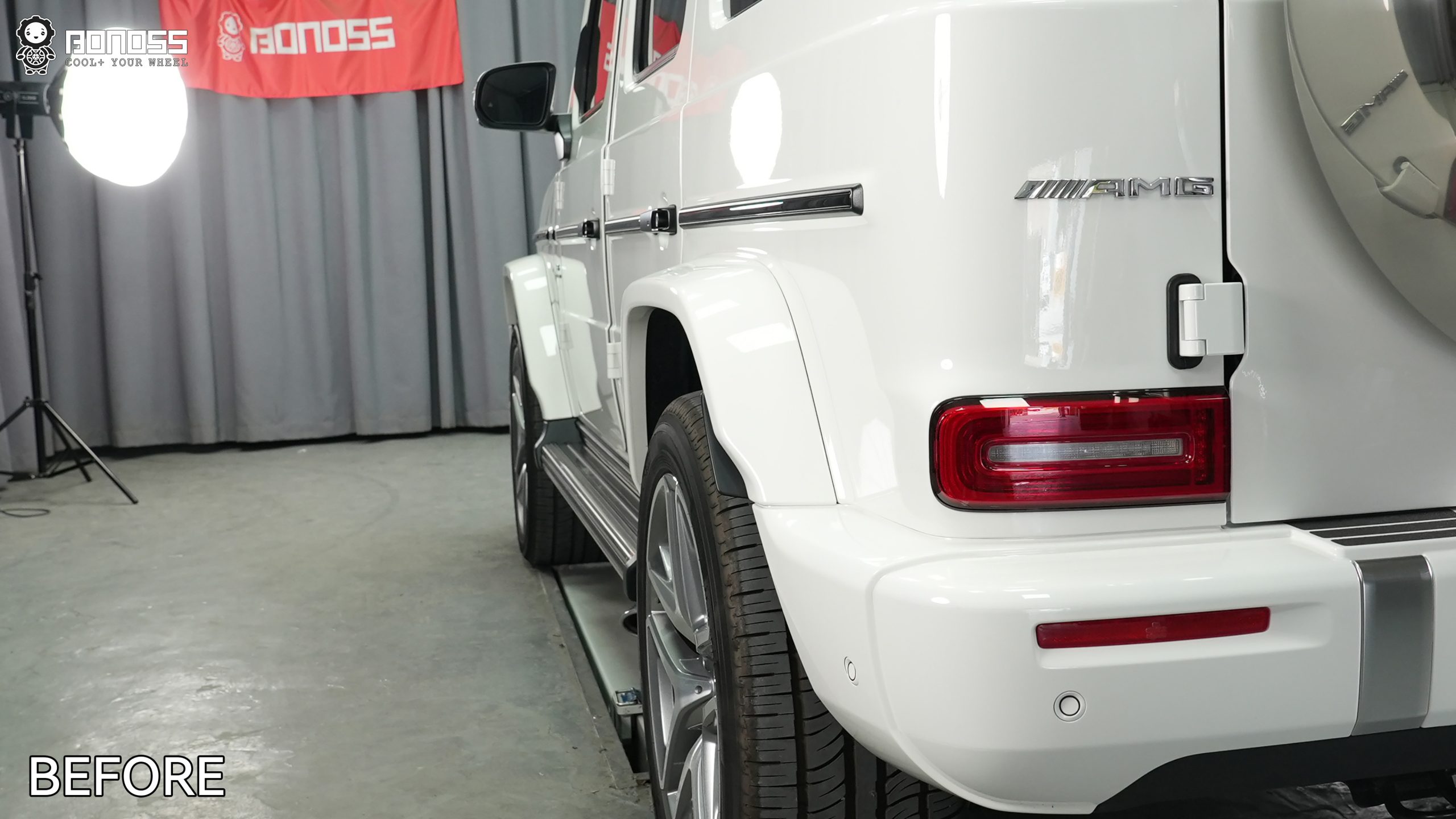 g63-w465-left-rear-wheel-before-spacer 2026 G63 left rear wheel before 35mm spacer install