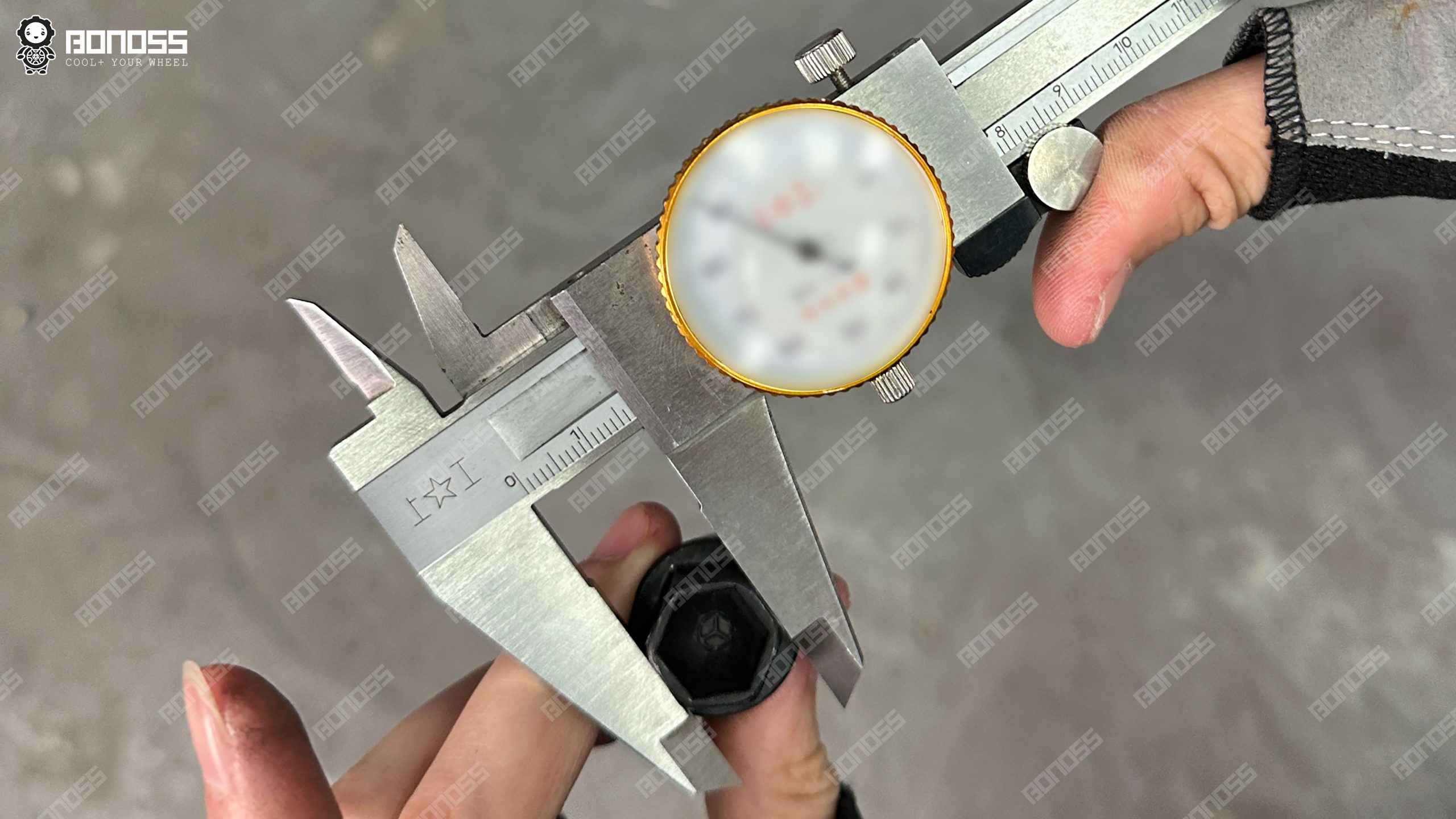 measuring-factory-bolt-17mm-hex-g63 Measuring 17mm hex size on 2026 Mercedes G63 factory wheel bolts