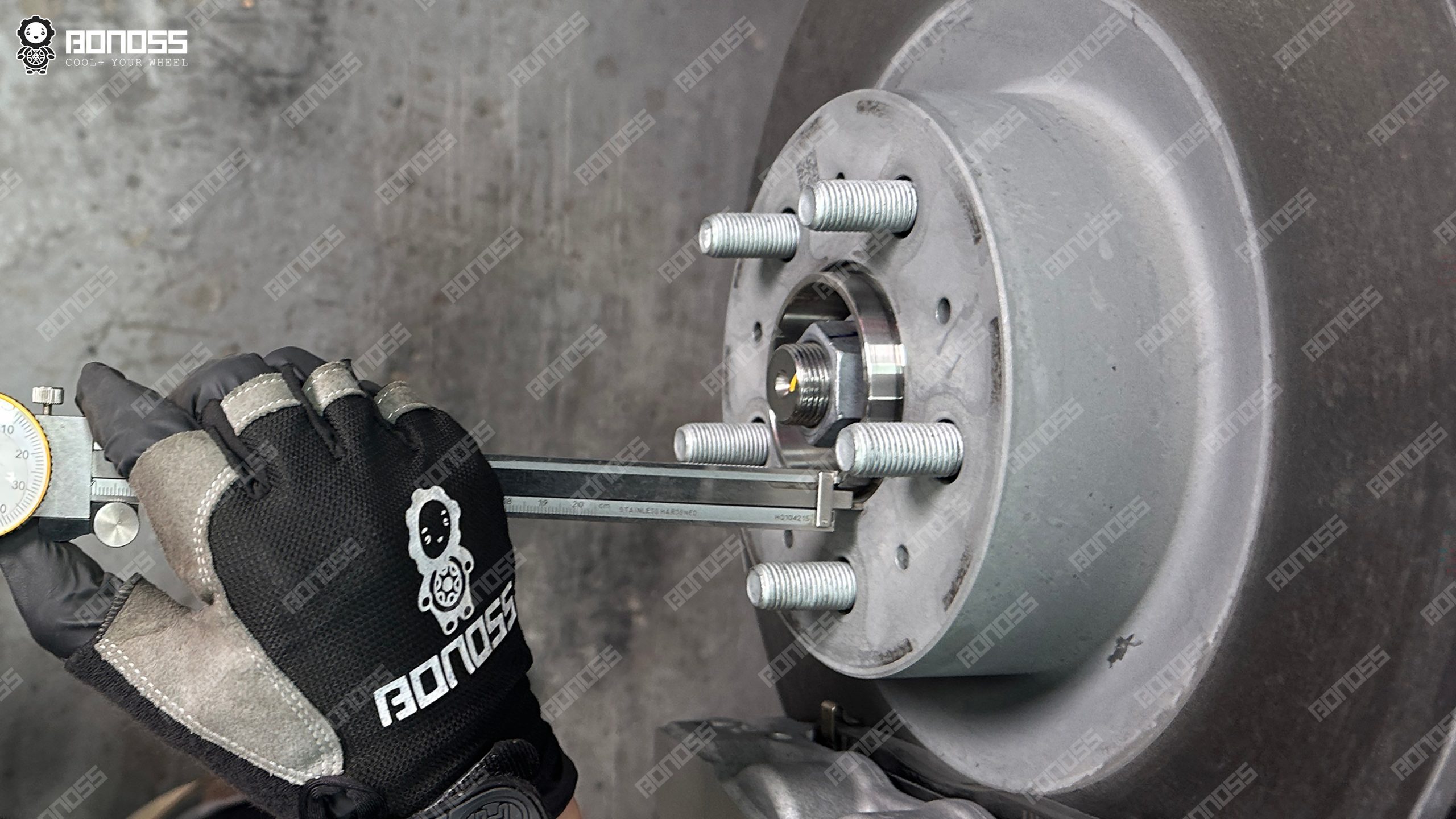 tesla-model-y-hub-step-height-measurement Measuring 2026 Tesla Model Y hub step height for hub-centric spacer fitment