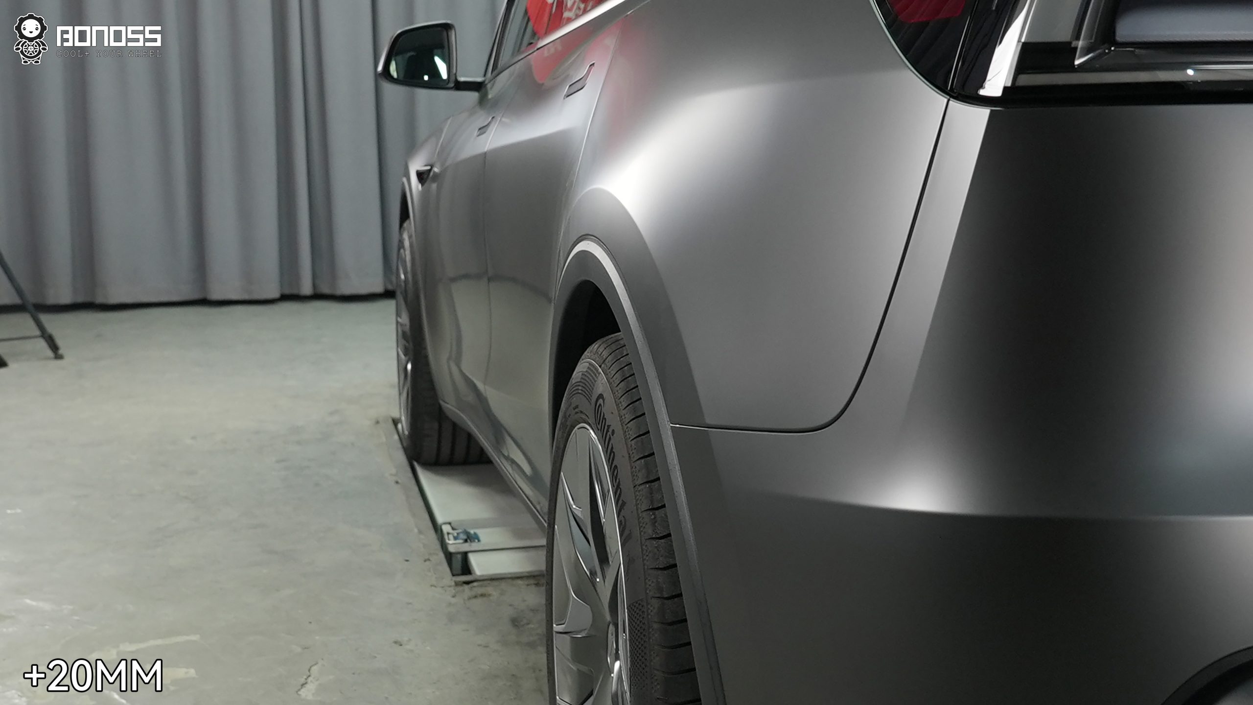 tesla-model-y-left-rear-wheel-after-spacer 2026 Tesla Model Y left rear wheel after BONOSS spacer install