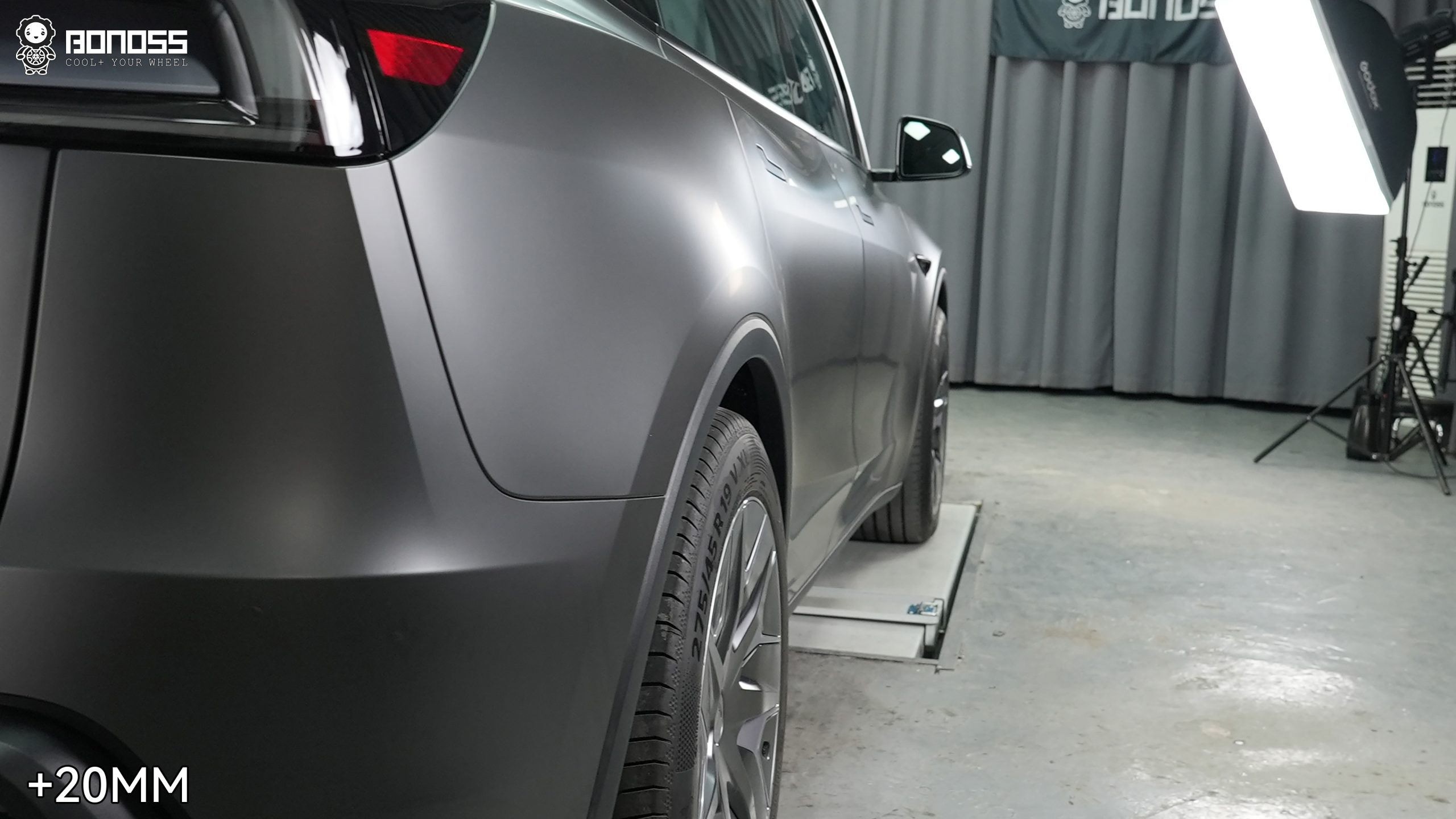 tesla-model-y-right-rear-wheel-after-spacer 2026 Tesla Model Y right rear wheel after 20mm spacer flush fitment