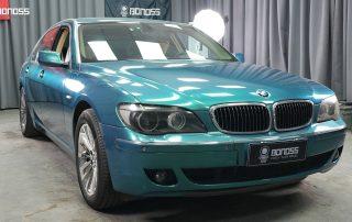2005 BMW 7 Series E65 after BONOSS wheel spacers installation flush stance full car