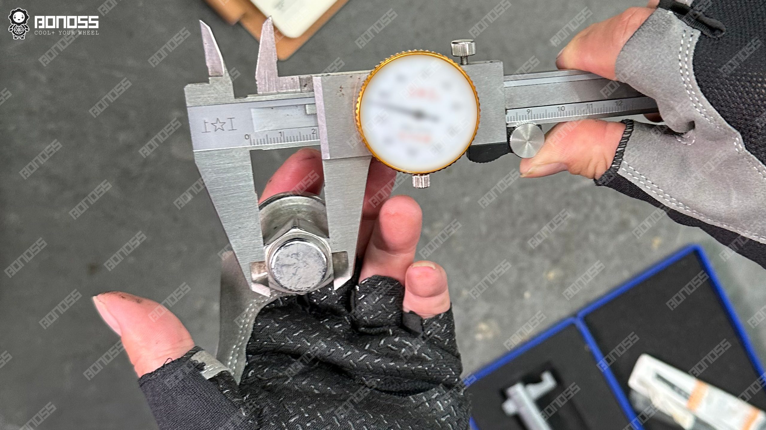 2022-toyota-lc300-lug-nut-21mm-hex-vernier Measuring 21mm hex lug nut size on 2022 Toyota Land Cruiser 300 with vernier caliper