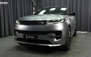 2026 Land Rover Range Rover Sport after BONOSS wheel spacers install, right side full view showing flush stance