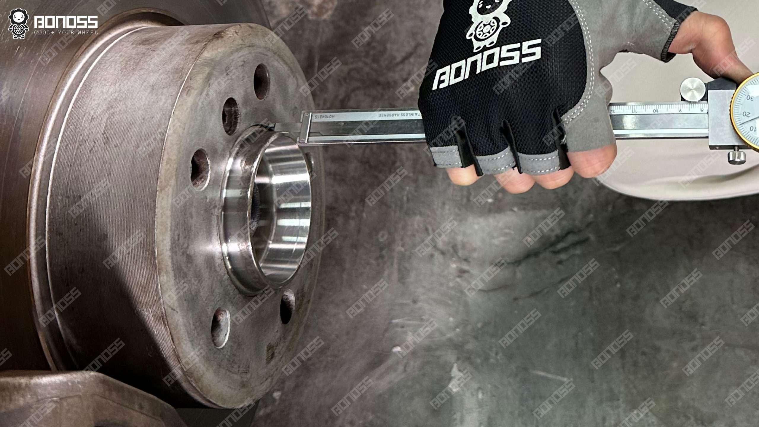 bmw-e65-hub-step-height-vernier-caliper Vernier caliper measuring BMW E65 hub step height for wheel spacer fitment