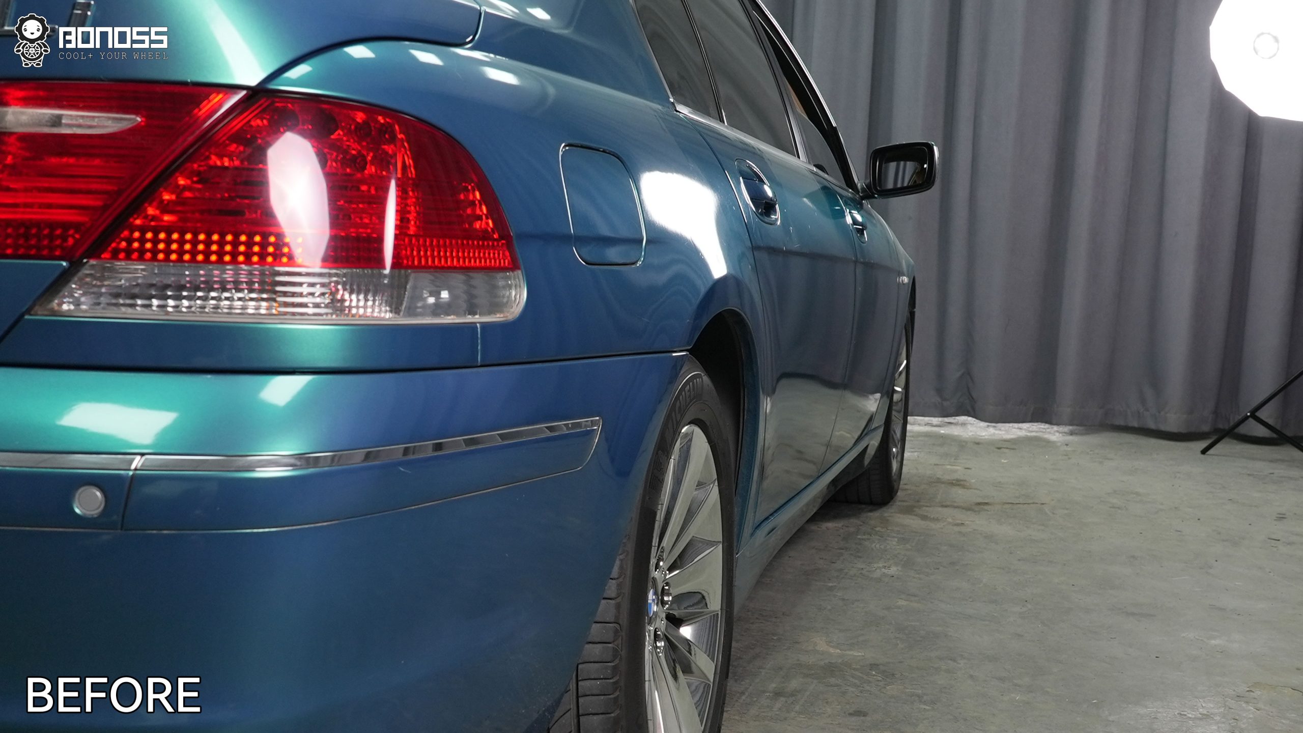 bmw-e65-right-rear-wheel-before-spacers 2005 BMW E65 right rear wheel before BONOSS wheel spacers installation