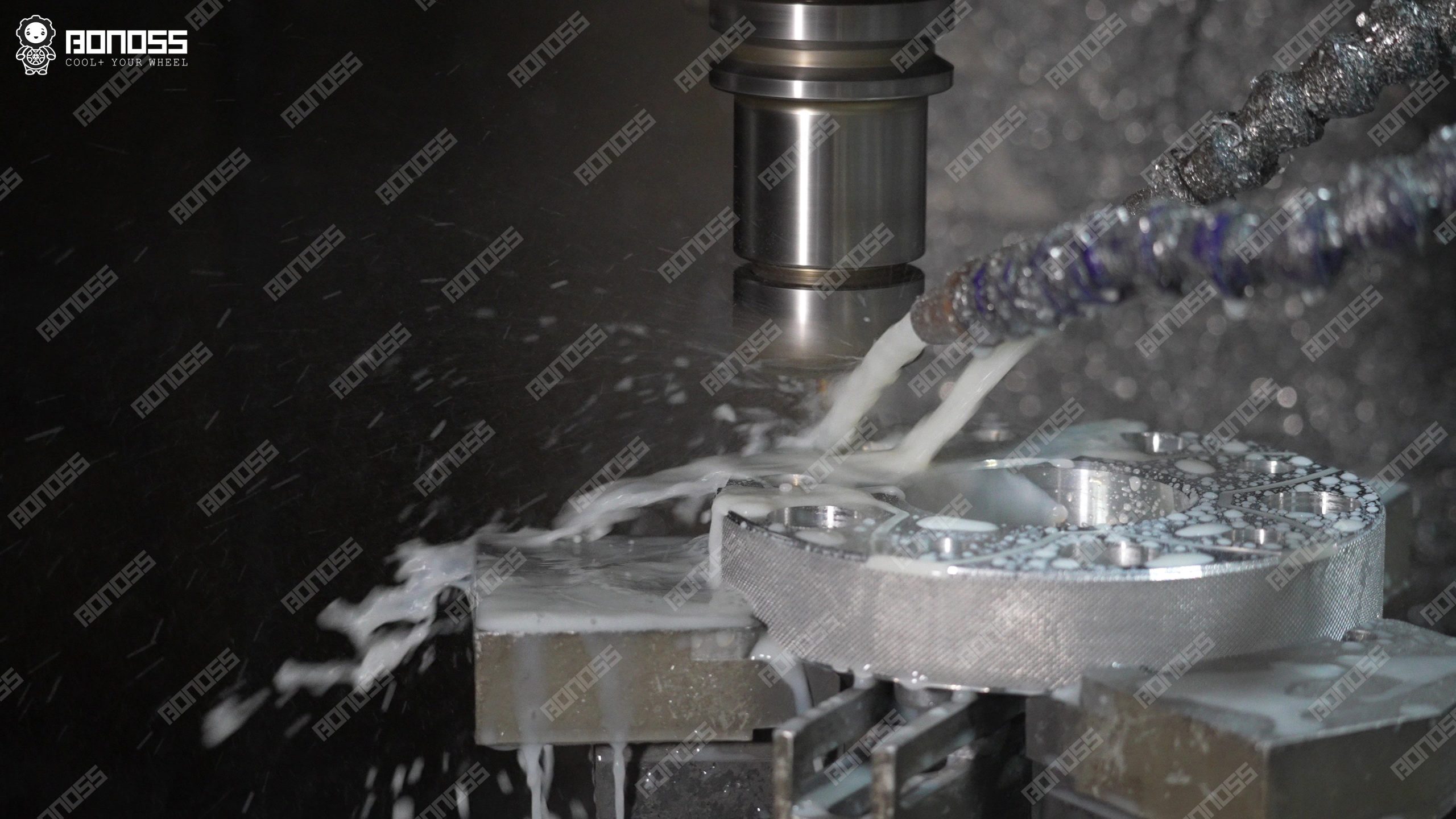 bonoss-cnc-machining-wheel-spacers-factory BONOSS factory CNC machines machining forged 6061-T6 wheel spacers to 0.02mm tolerance