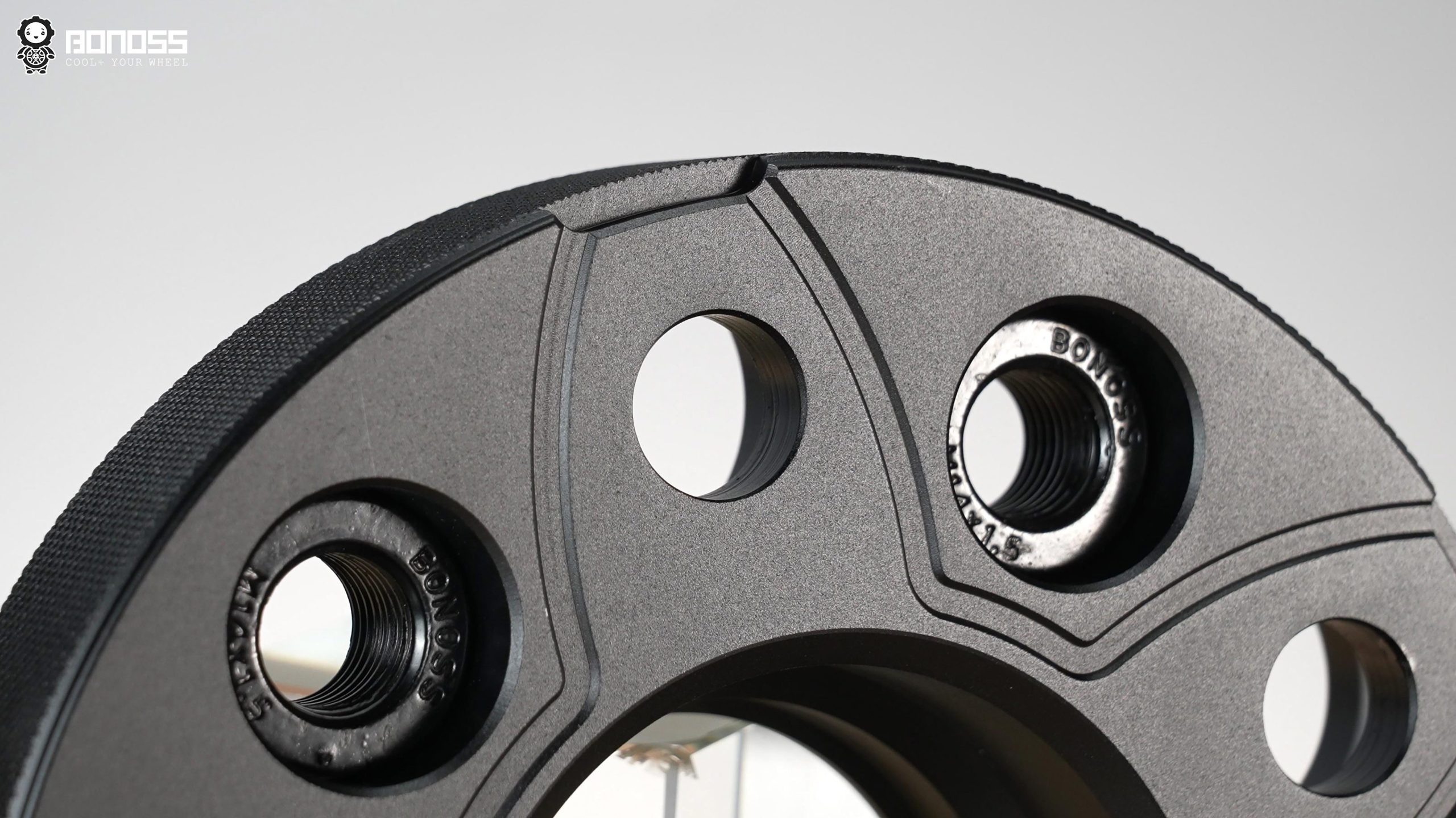bonoss-forged-active-cooling-wheel-spacer-closeup BONOSS forged active cooling wheel spacers petal vane design close-up for BMW E65