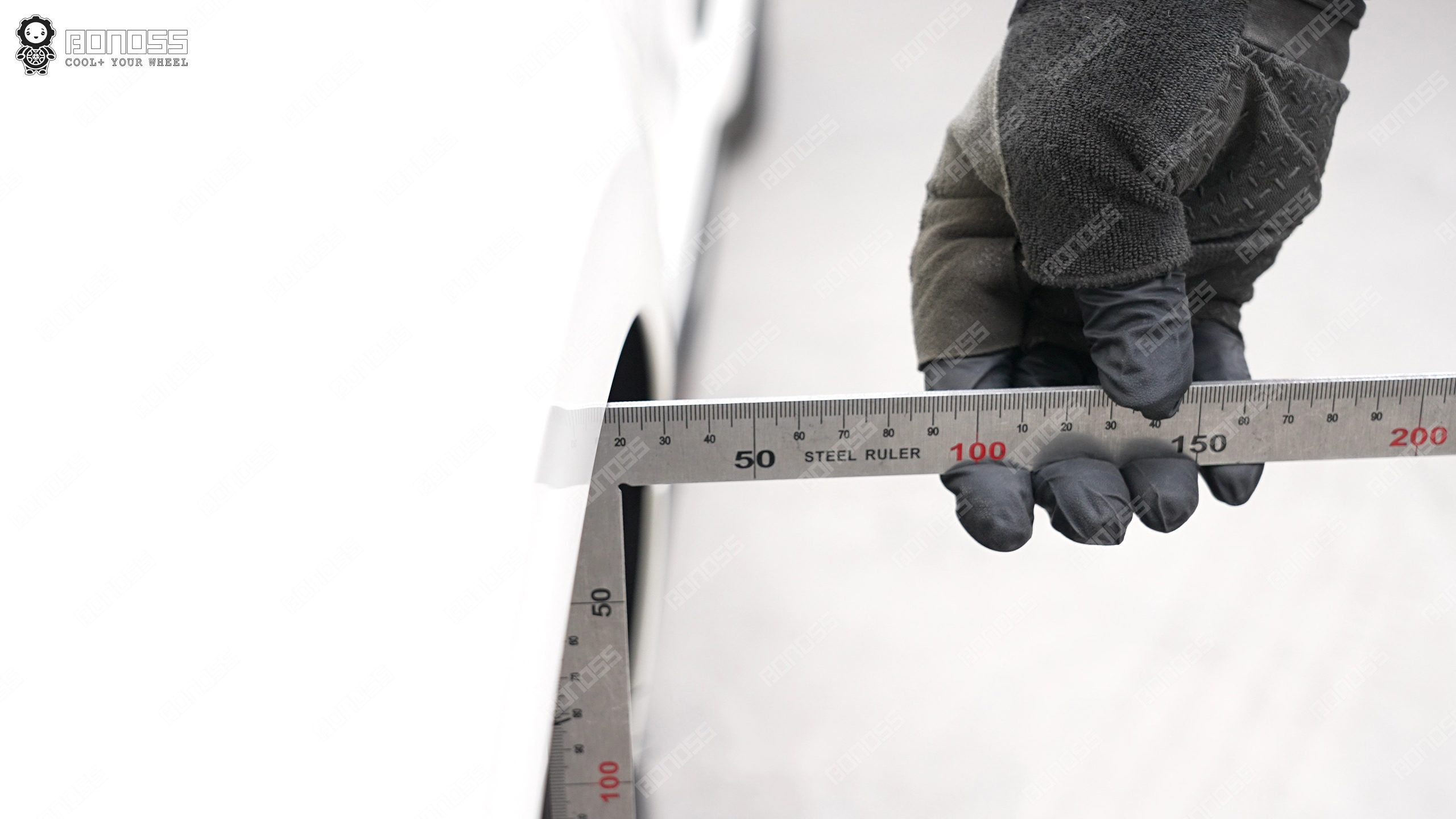 fl5-rear-fender-gap-measurement-ruler Measuring rear fender gap for flush fitment on 2023 Civic Type R FL5