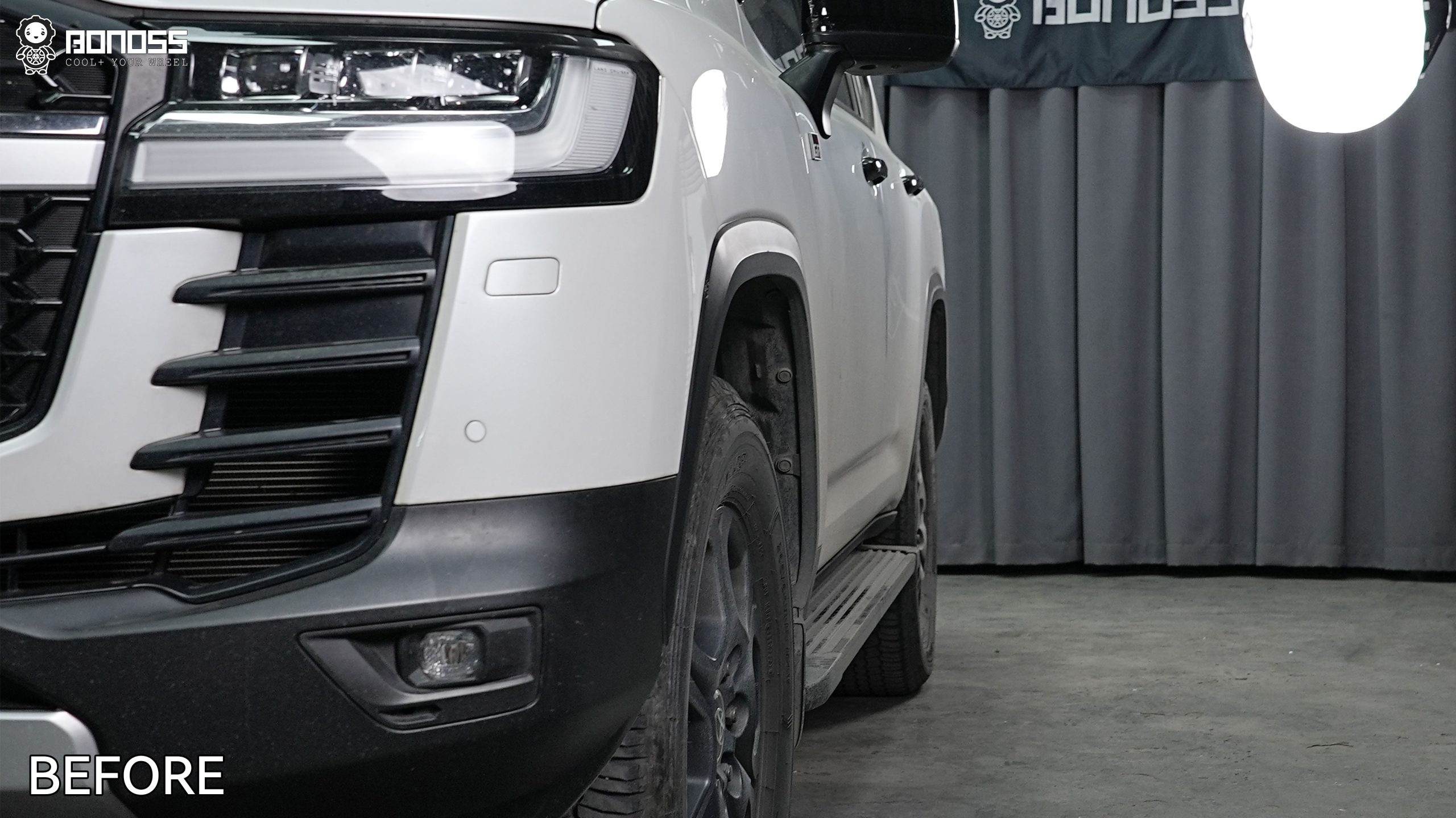 lc300-right-front-wheel-before-25mm-spacers Right front wheel before 25mm spacers on a 2022 Toyota Land Cruiser GR-S