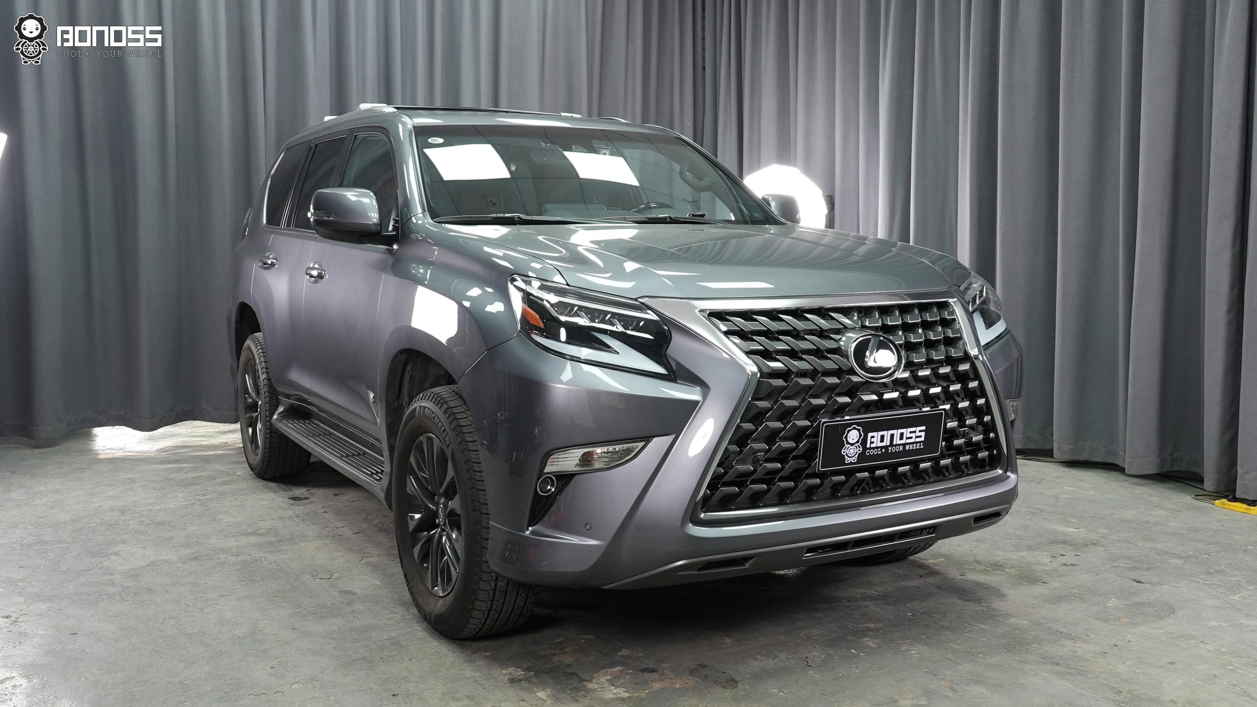 2020-lexus-gx-25mm-wheel-spacers-full-car-after-installation-stance Completed truck displays a squared-off flush stance after 2020 Lexus GX 25mm wheel spacers were fitted to all four corners.
