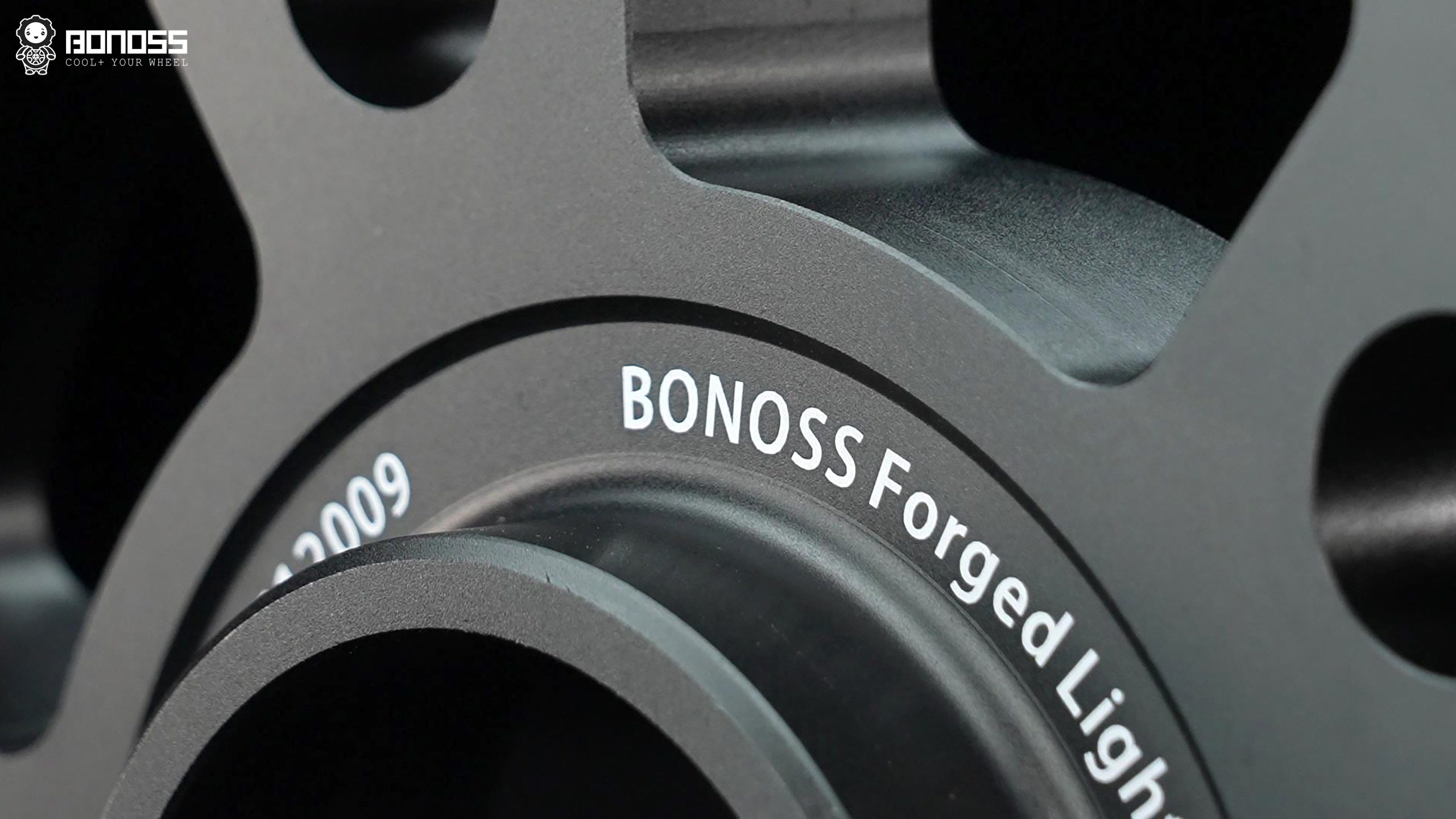 bonoss-forged-lightweight-plus-bl-series-spacers-logo-closeup BONOSS forged lightweight plus BL series wheel spacers logo detail